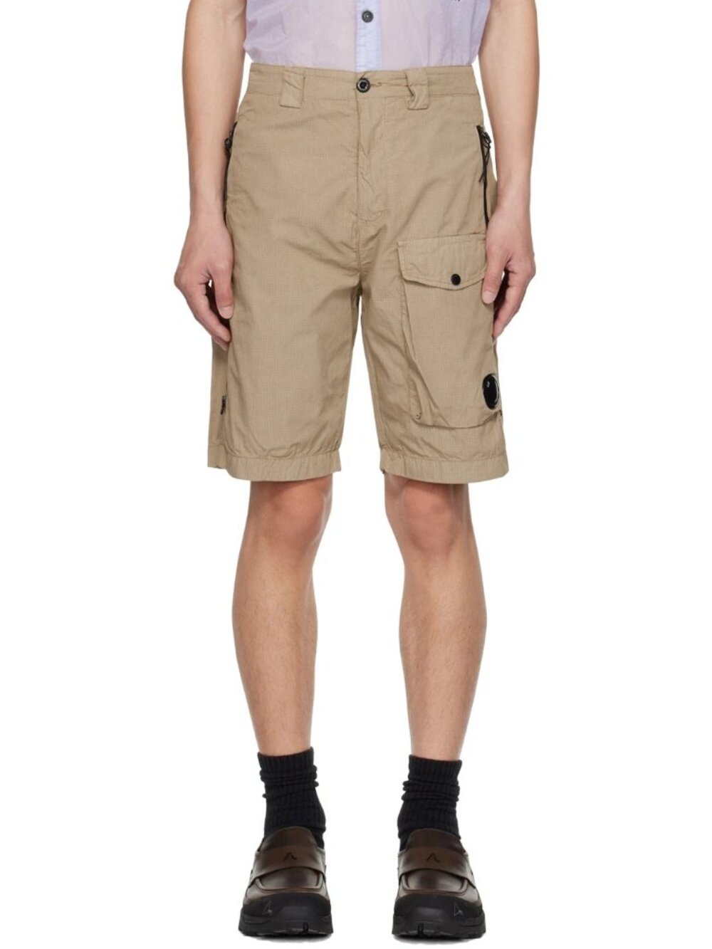 C.P. Company Rip Stop Beige Garment-Dyed Utility Shorts Size 31